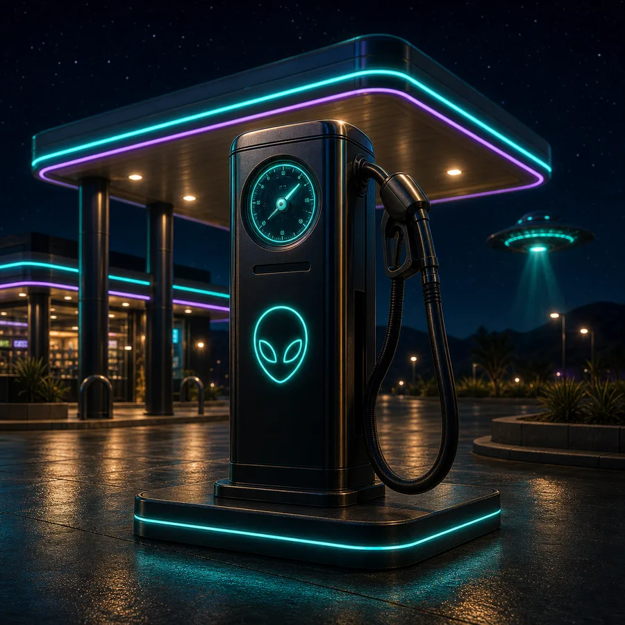 AI-generated Cosmic Market air pump amenity card.